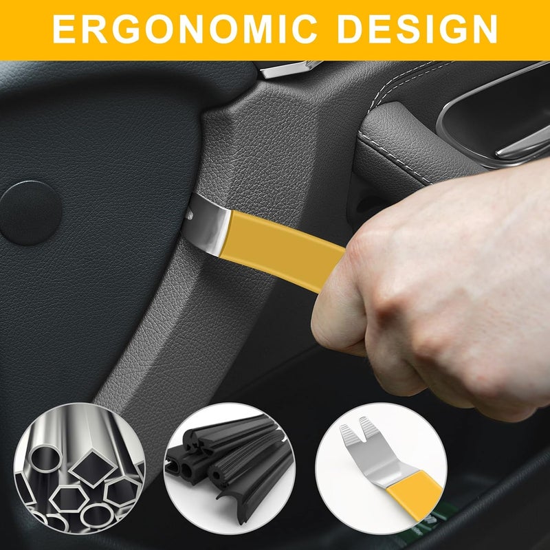 Zecirl 11-Piece Auto Trim Removal Tool Set, Metal Pry Tool, Car Fastener Remover, Crowbar Set, Trim Removal Kits for Vehicle Door Panel, Audio Radio Panel, - Image 3