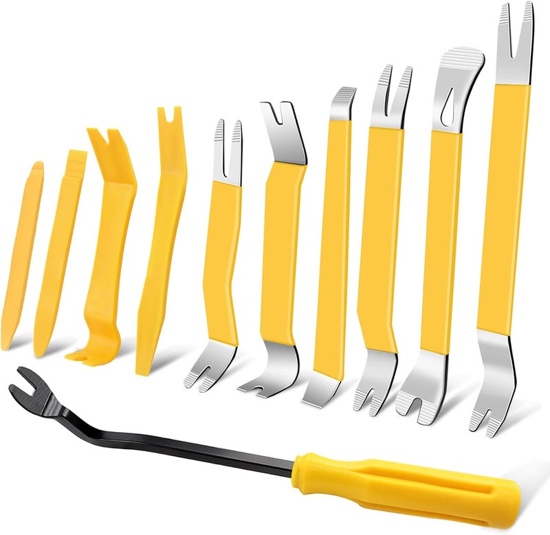 Zecirl 11-Piece Auto Trim Removal Tool Set, Metal Pry Tool, Car Fastener Remover, Crowbar Set, Trim Removal Kits for Vehicle Door Panel, Audio Radio Panel, - Image 1
