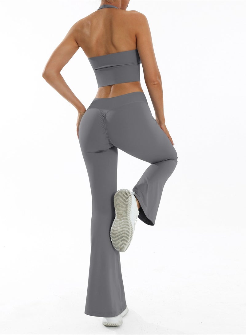 general Women 2PCS Sportswear Gym Workout Clothes Yoga Sets Sport Bra Push Up Flared Leggings Fitness Suits - Image 4