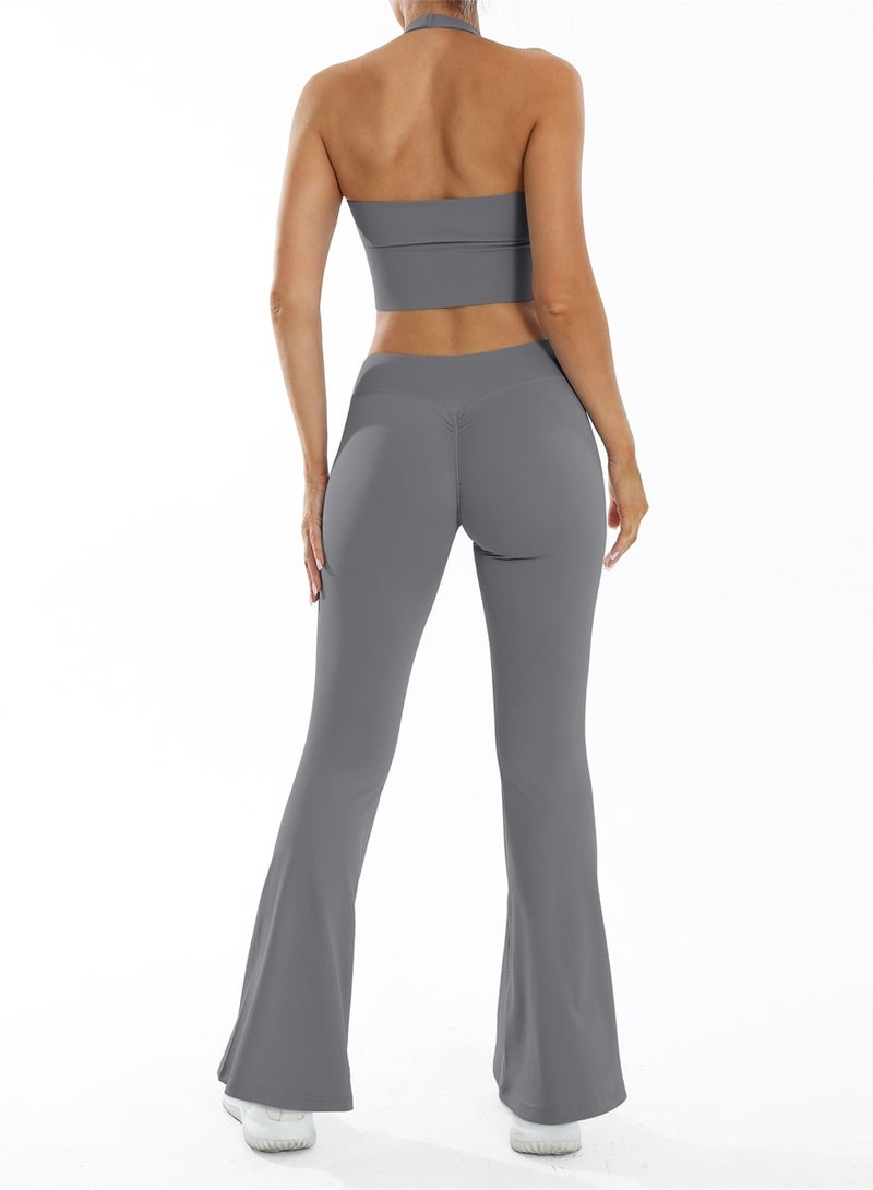 general Women 2PCS Sportswear Gym Workout Clothes Yoga Sets Sport Bra Push Up Flared Leggings Fitness Suits - Image 3