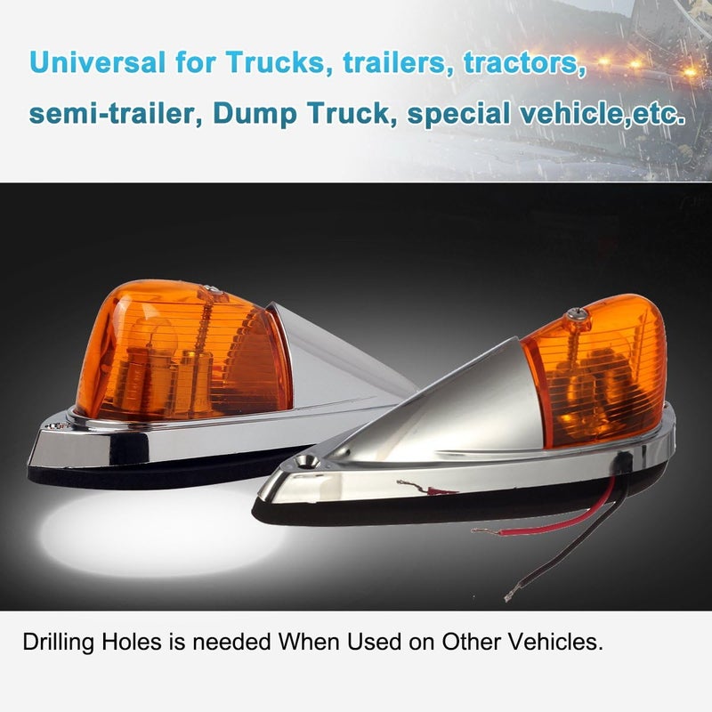 Partsam 5X Amber Cab Marker Top Roof Running Lights Kit - Universal Teardrop Style for Trucks - Image 3