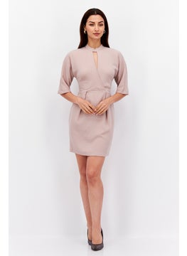 Closet London Women Plain Mini Dress, Light Pink  - Image 3