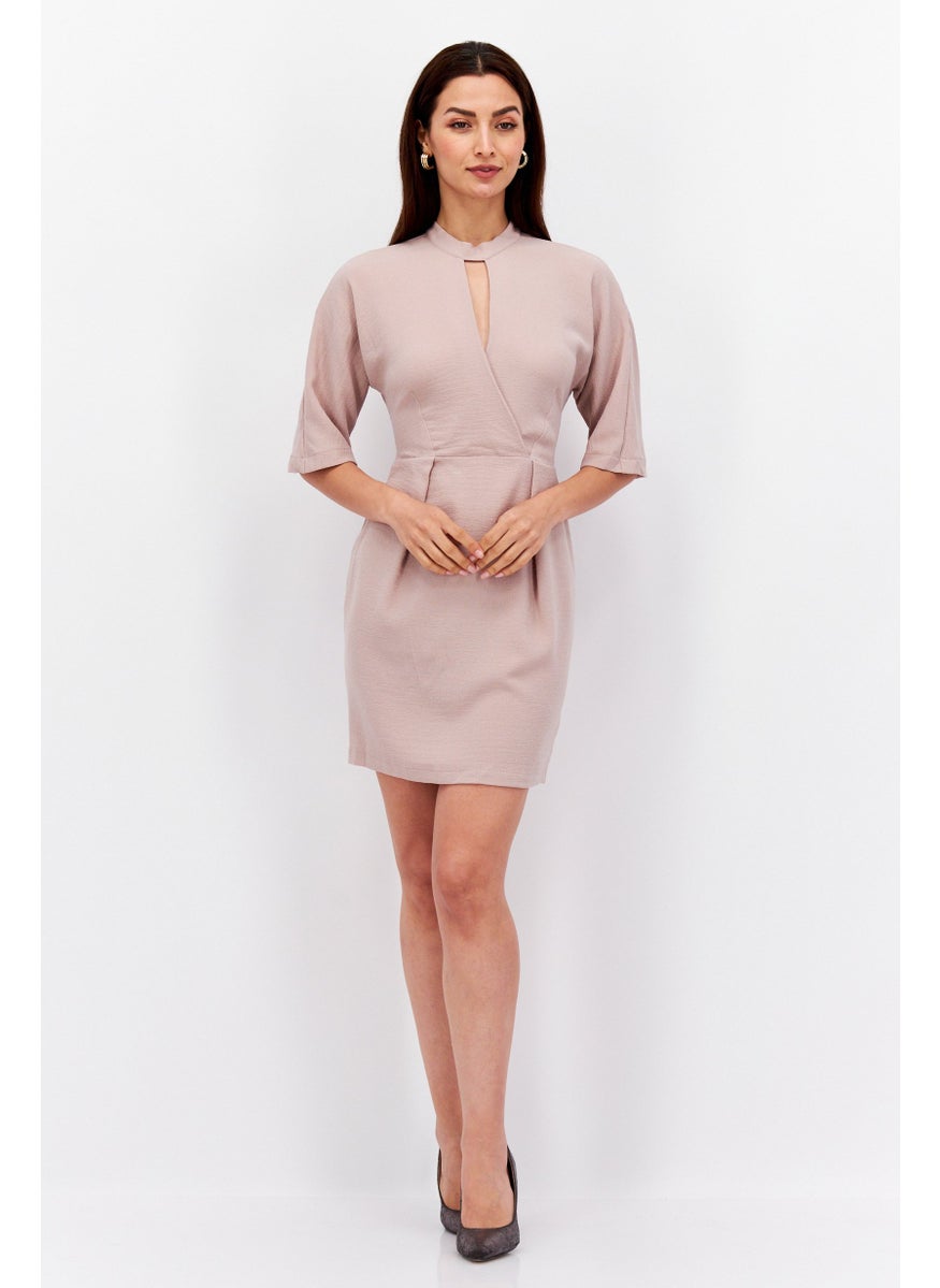 Closet London Women Plain Mini Dress, Light Pink  - Image 3