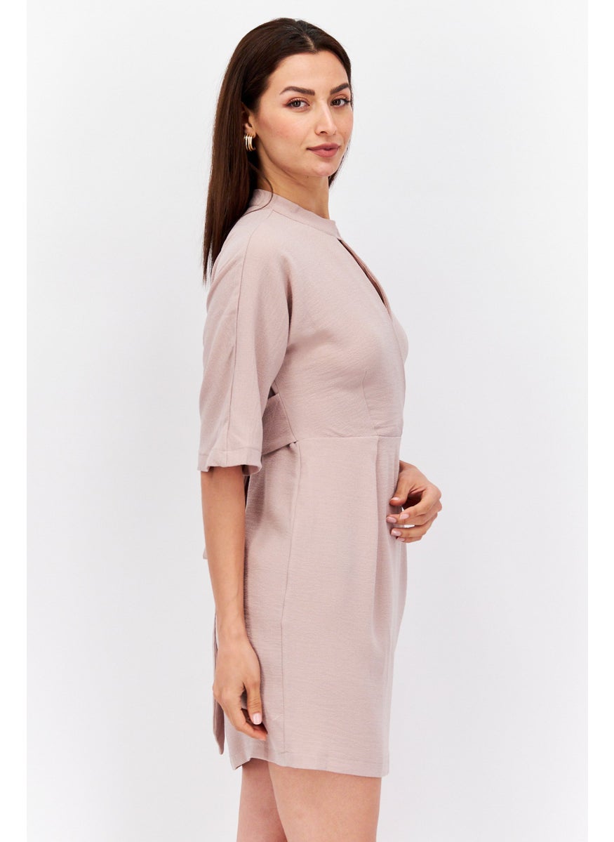 Closet London Women Plain Mini Dress, Light Pink  - Image 4