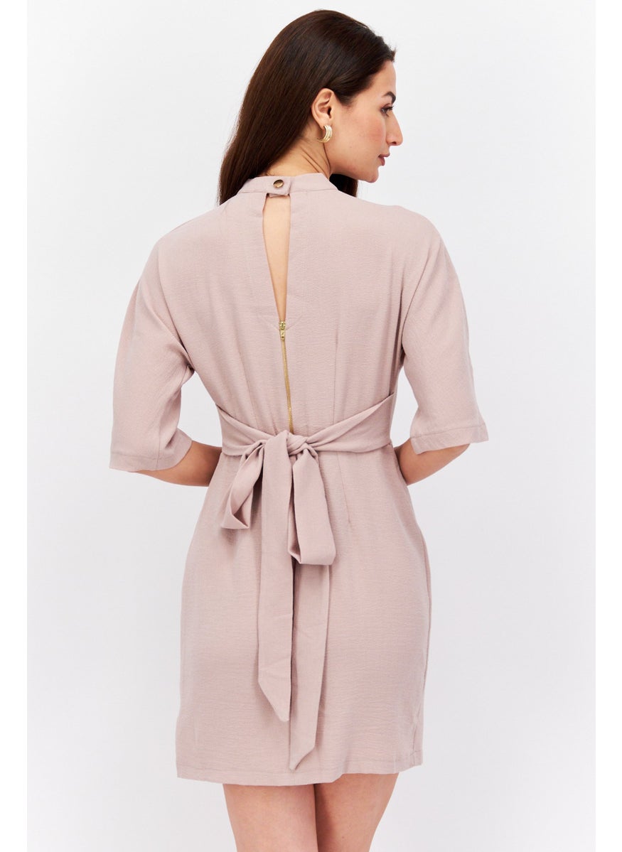 Closet London Women Plain Mini Dress, Light Pink  - Image 2