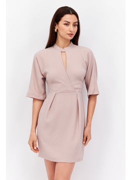 Closet London Women Plain Mini Dress, Light Pink  - Image 1