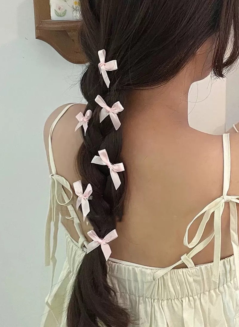 6 Pieces Pink Mini White Bowknot Hair Clips for Women Girls, Small Cute Bows Hair Ribbon Alligator Clips, Charming Hair Accessories for Every Occasion - Image 4
