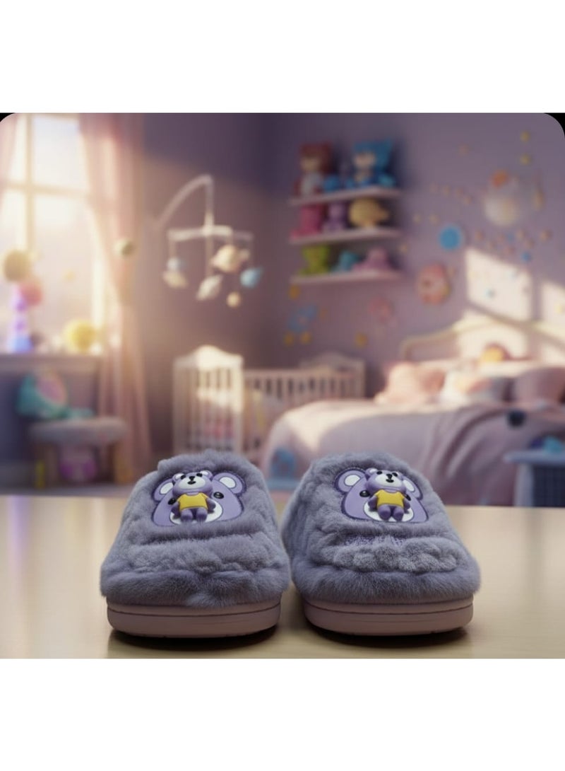Cute Faux Fur Slippers for Kids – Comfortable, Warm, and Safe for Indoor Use - Size 26-27 - Image 3