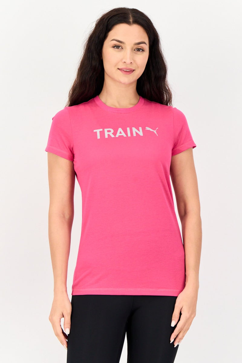 PUMA تي شيرت رياضي نسائي بأكمام قصيرة، خارجي، وردي - Image 1