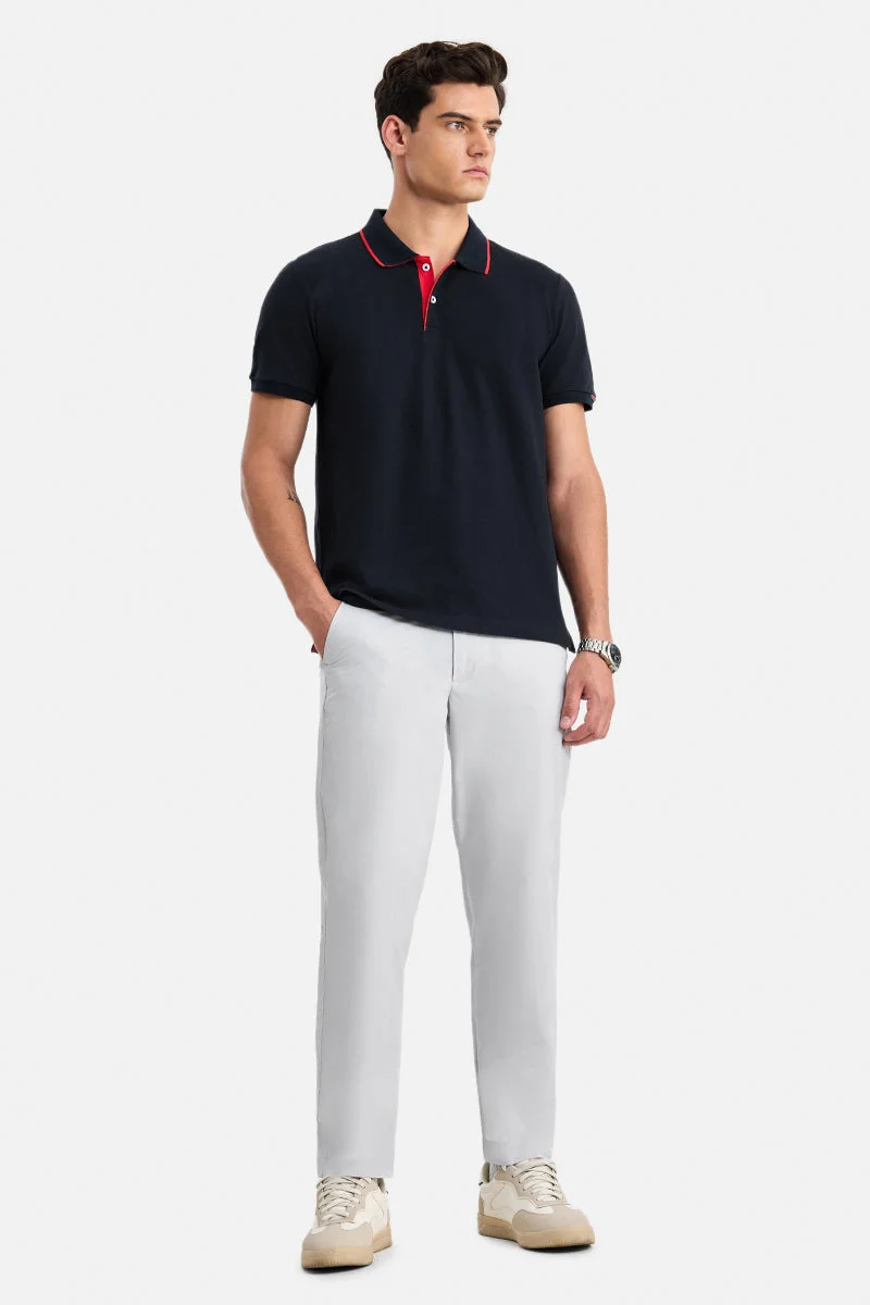 SNITCH Grey Solid Regular Fit Casual Trousers