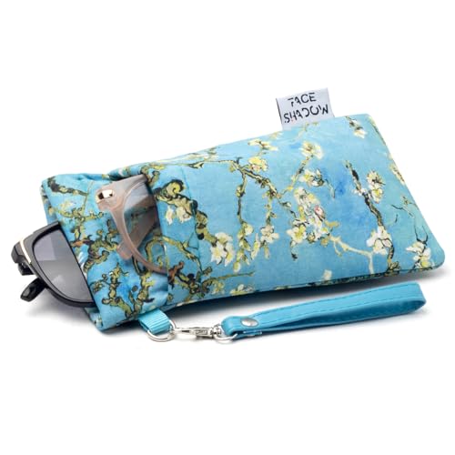 Face Shadow Double Glasses Case Soft Eyeglass Case For Women Men Squeeze Top Sunglasses Case With Cleaning Cloth - Image 1