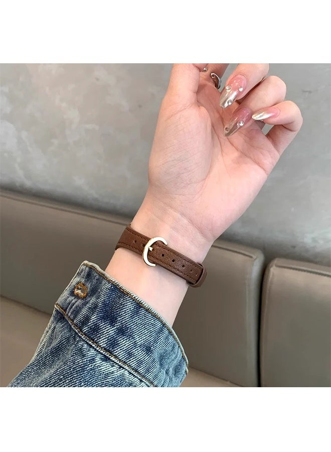 Leather Band Compatible with Watch Band 38mm 40mm 41mm 42mm, Top Grain Genuine Leather Strap Thin Watch Wristband for iWatch Series 10 9 8 7 6 5 4 3 2 1 SE Ultra 2, Brown - Image 4