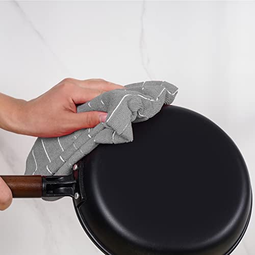 SCRUBIT Microfiber Kitchen Towels 18 Pack 18 x 26 Absorbent Durable Dish Towels Grey White - Image 5