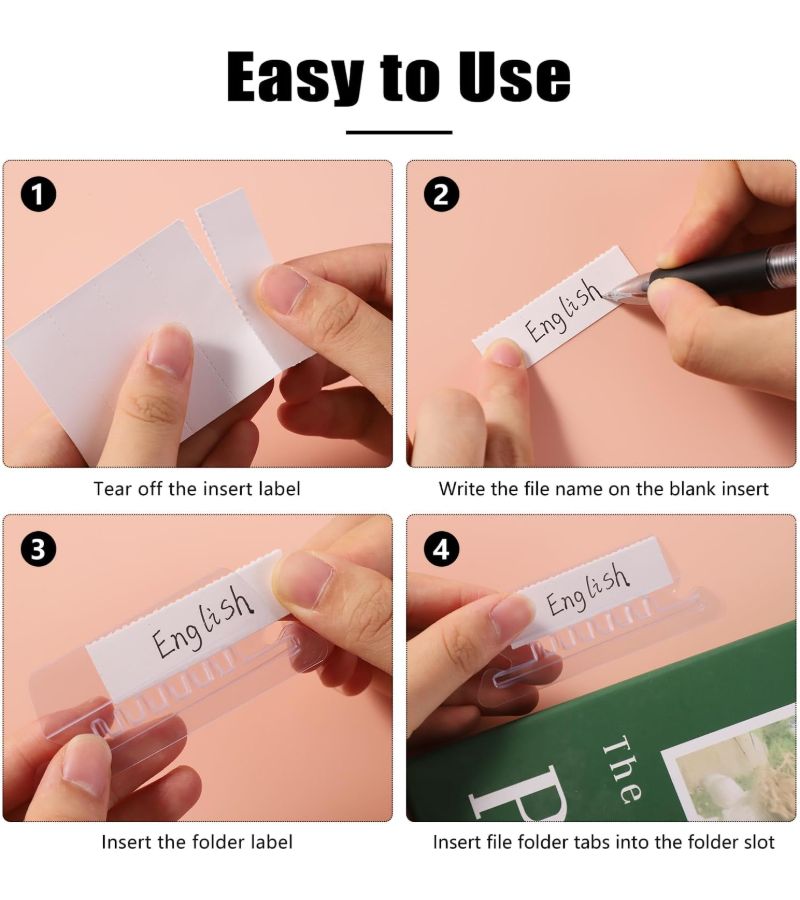 20 Clear Hanging File Folder Tabs And 20 Inserts Labels Plastic For Hanging Files Transparent - Image 3