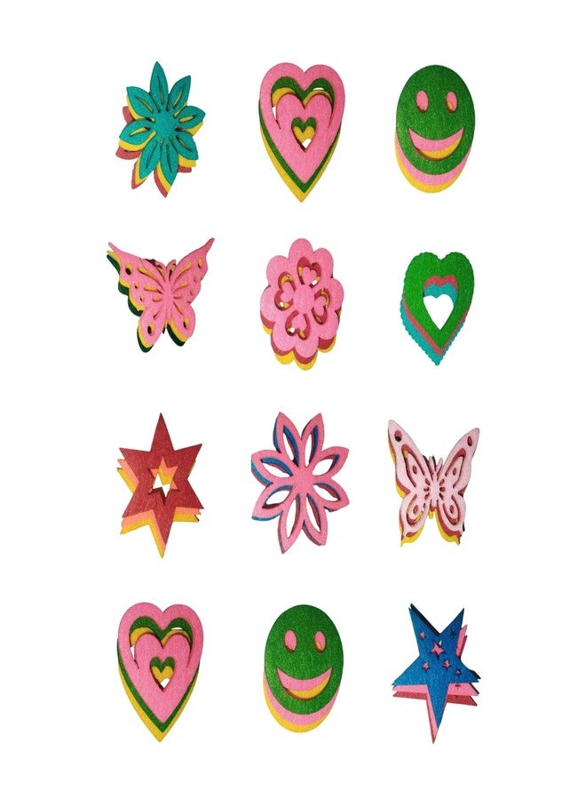 ESCAPER مجموعة أشكال متنوعة من اللباد للأعمال الحرفية من إسكيبر (عبوة من 36 قطعة في 10 أشكال) فراشات ونجوم وقلوب وزهور ملونة مقطوعة مسبقًا من اللباد، بالإضافة إلى العديد من الأشكال الأخرى للأعمال الحرفية وصناعة البطاقات والتطريز ومشاريع الزينة اليدوية. - Image 1