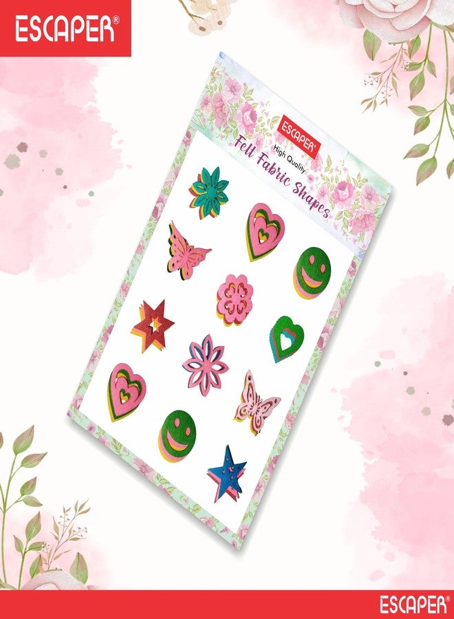 ESCAPER مجموعة أشكال متنوعة من اللباد للأعمال الحرفية من إسكيبر (عبوة من 36 قطعة في 10 أشكال) فراشات ونجوم وقلوب وزهور ملونة مقطوعة مسبقًا من اللباد، بالإضافة إلى العديد من الأشكال الأخرى للأعمال الحرفية وصناعة البطاقات والتطريز ومشاريع الزينة اليدوية. - Image 5