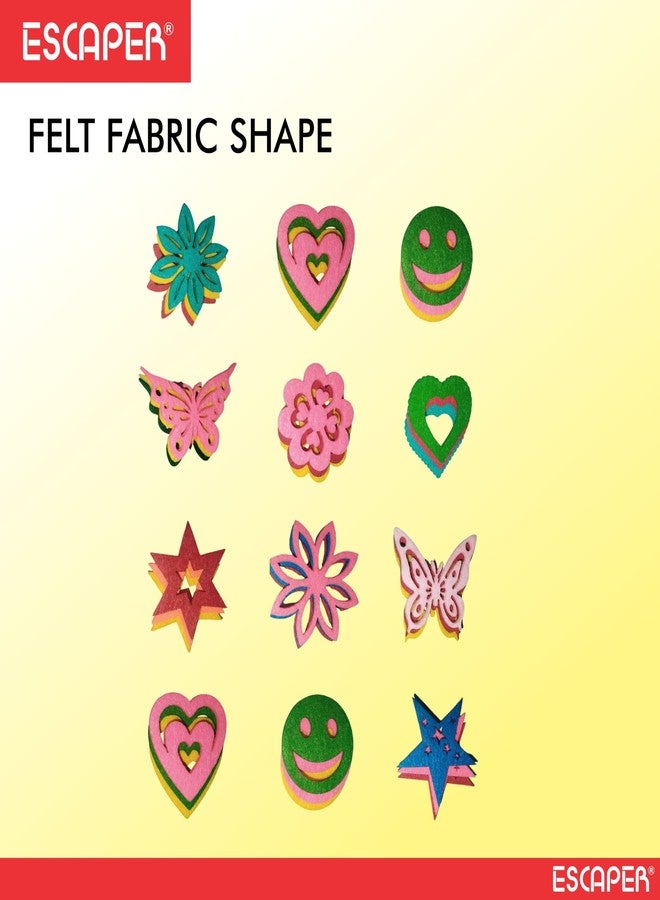 ESCAPER مجموعة أشكال متنوعة من اللباد للأعمال الحرفية من إسكيبر (عبوة من 36 قطعة في 10 أشكال) فراشات ونجوم وقلوب وزهور ملونة مقطوعة مسبقًا من اللباد، بالإضافة إلى العديد من الأشكال الأخرى للأعمال الحرفية وصناعة البطاقات والتطريز ومشاريع الزينة اليدوية. - Image 3