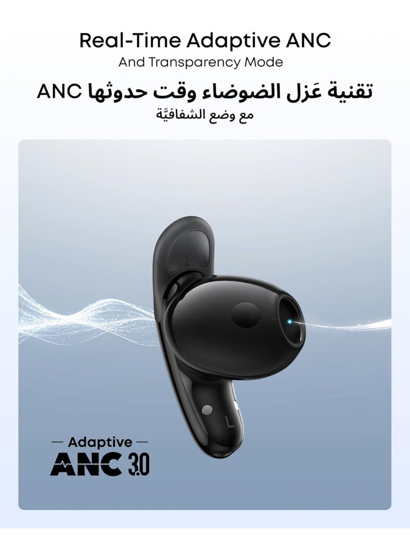 soundcore Liberty Buds by Anker, Semi-In-Ear Design, Removable Ear Fins, Real-Time Adaptive Noise Cancelling, Fast Charging, Wireless Bluetooth Earbuds,Translation Earbuds, 30H Playtime Black - Image 4