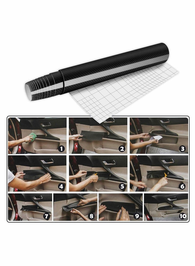 Car Sticker Textured 6D Carbon Fibre Vinyl Self-Adhesive Waterproof Bubble-Free, Suitable Decoration for Diy Appearance & Interior of Motorcycles Computers Cars, Black, 300 x 30 cm - Image 5