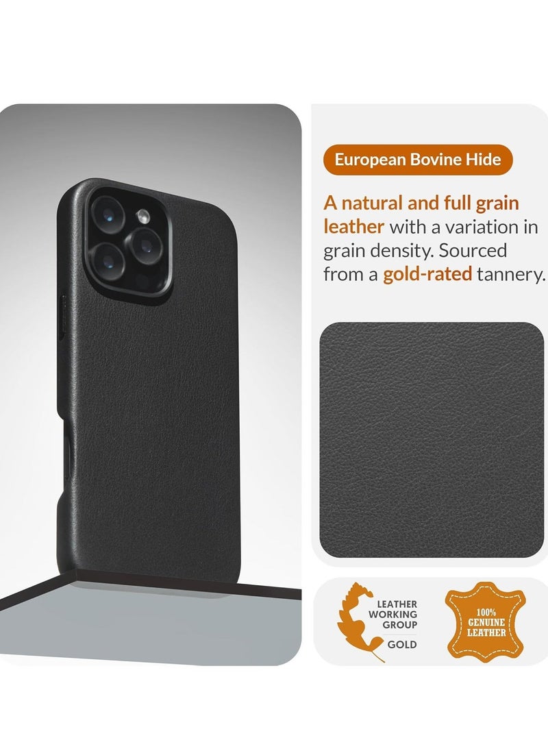 JAJEEK "Premium Classic European Leather iPhone 16 Pro Max Case – Black, Softens & Smoothens with Use, MagSafe Compatible" - Image 3