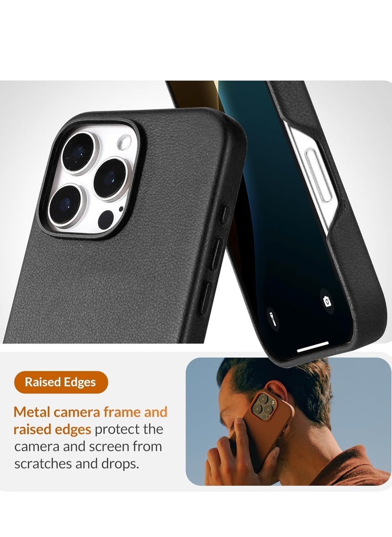 JAJEEK "Premium Classic European Leather iPhone 16 Pro Max Case – Black, Softens & Smoothens with Use, MagSafe Compatible" - Image 4