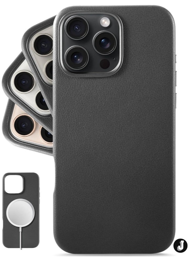 JAJEEK "Premium Classic European Leather iPhone 16 Pro Max Case – Black, Softens & Smoothens with Use, MagSafe Compatible" - Image 1