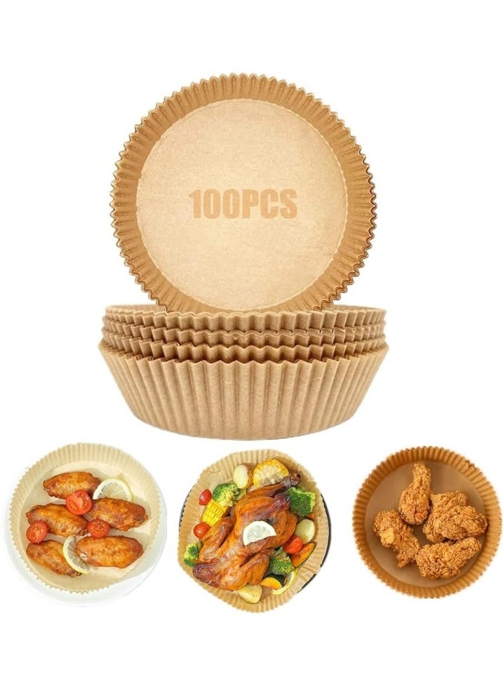 بطانات ورقية ممتازة للقلاية الهوائية 20 سم - بطانات ورقية غير لاصقة مقاومة للزيت للاستخدام مرة واحدة لسهولة التنظيف - 100 قطعة - Image 1