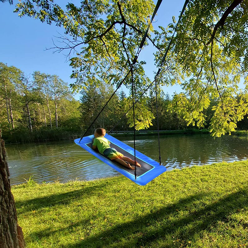 Trekassy 60" Extra Large Rectangle Tree Swing - Heavy Duty 700lb Capacity, Waterproof Platform for Kids & Adults with Complete Installation Kit & 2 Tree Straps - Blue (Patented) - Image 2