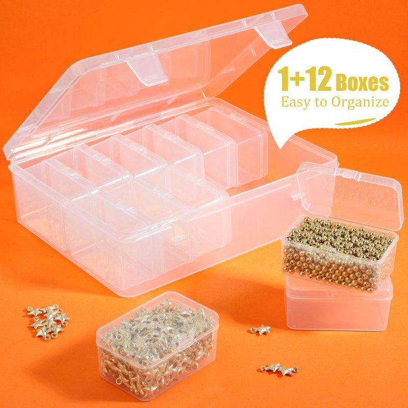 Mathtoxyz 2PCS Bead Organizers and Storage Box, Medium Size Case Plastic Container for Sewing Clay Beads Craft and Jewelry Making - Image 2