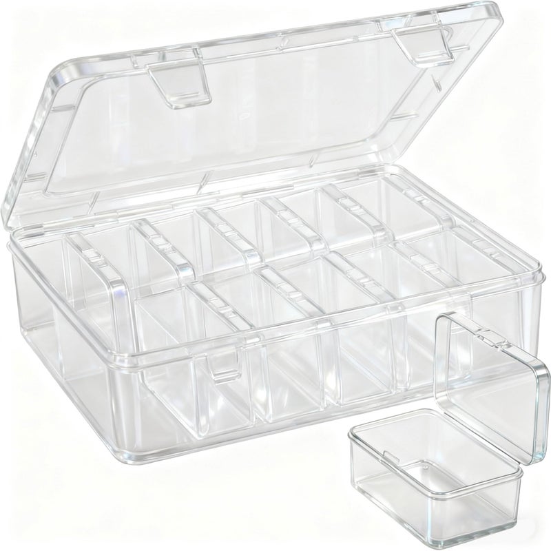 Mathtoxyz 2PCS Bead Organizers and Storage Box, Medium Size Case Plastic Container for Sewing Clay Beads Craft and Jewelry Making - Image 1