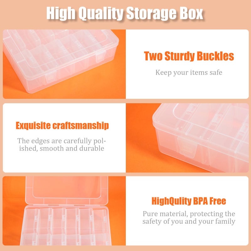 Mathtoxyz 2PCS Bead Organizers and Storage Box, Medium Size Case Plastic Container for Sewing Clay Beads Craft and Jewelry Making - Image 5