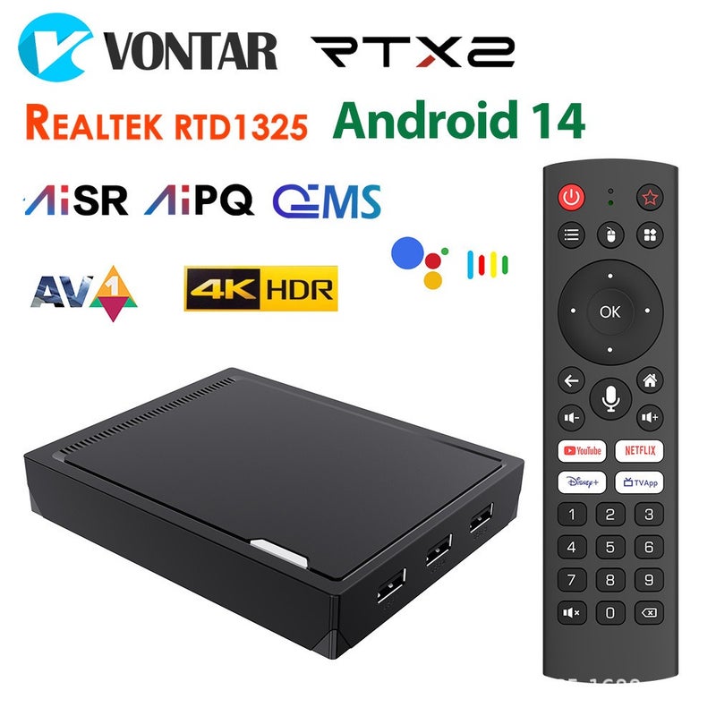 RT-X2 أندرويد 14 تي في بوكس ريلتك 1325 يدعم AI-PQ مشغل الشبكة - Image 1