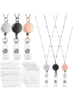 MOXO 3 ID Badge Holder with Lanyard Retractable Office Work ID Card Badge Holder Stainless Steel Waterproof Set for Driver's License or Press Card  - Image 1