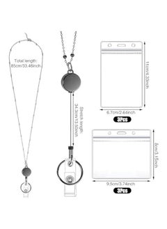 MOXO 3 ID Badge Holder with Lanyard Retractable Office Work ID Card Badge Holder Stainless Steel Waterproof Set for Driver's License or Press Card  - Image 2