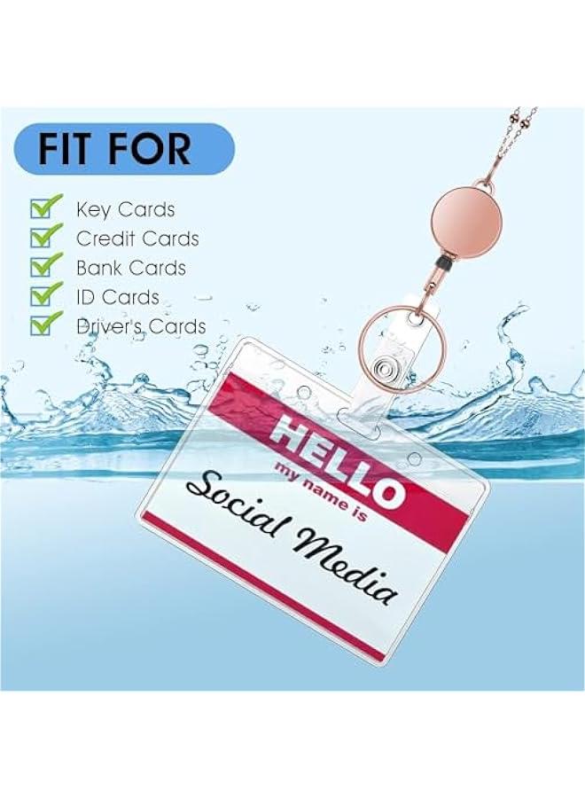 MOXO 3 ID Badge Holder with Lanyard Retractable Office Work ID Card Badge Holder Stainless Steel Waterproof Set for Driver's License or Press Card - Image 3