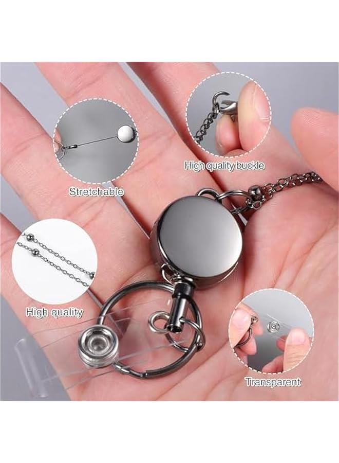 MOXO 3 ID Badge Holder with Lanyard Retractable Office Work ID Card Badge Holder Stainless Steel Waterproof Set for Driver's License or Press Card - Image 4