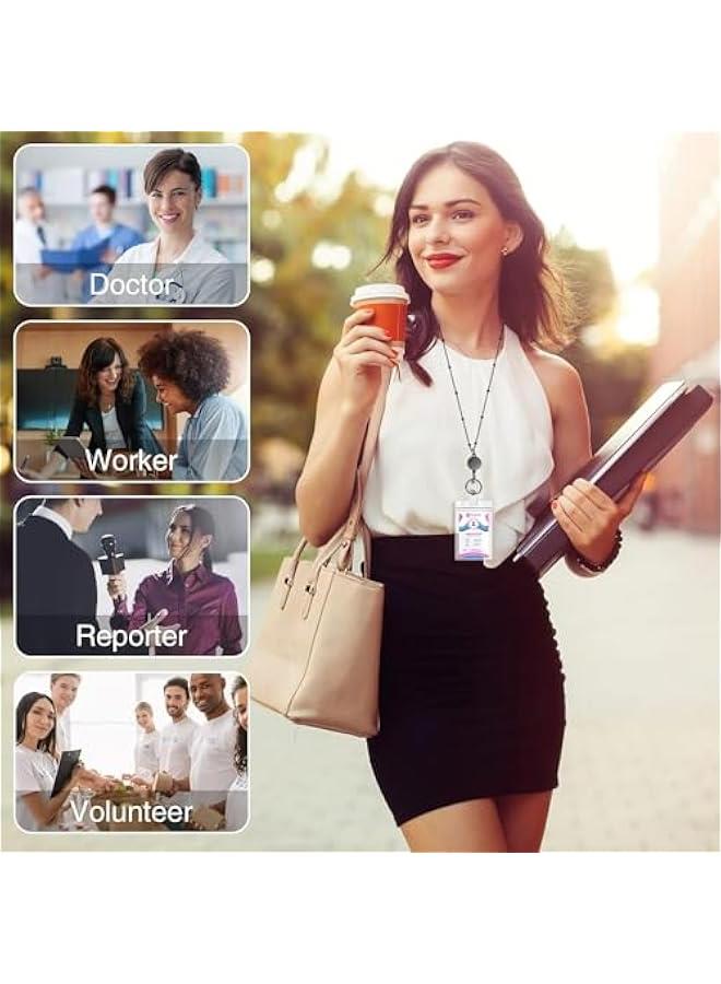 MOXO 3 ID Badge Holder with Lanyard Retractable Office Work ID Card Badge Holder Stainless Steel Waterproof Set for Driver's License or Press Card - Image 5