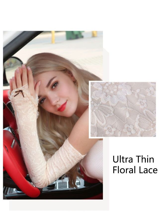 Ant 1 Pair Arm Sleeves for Women, Sun Sleeves Long Sunscreen Gloves, Ultra Thin Floral Lace Driving Sleeves, for UV Protection Sun Protection Gloves  - Image 5
