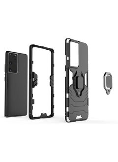 NuSense Armor Case For Samsung Galaxy S21/S30 5G With Ultra Car Mounted Magnetic Metal Ring Support Silicone Tpu + Hard Pc Case-Black  (Black)  - Image 3