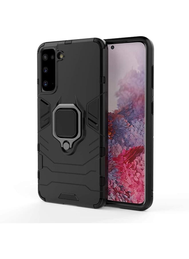 NuSense Armor Case For Samsung Galaxy S21/S30 5G With Ultra Car Mounted Magnetic Metal Ring Support Silicone Tpu + Hard Pc Case-Black  (Black)  - Image 1