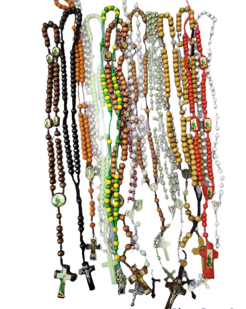 CLGIFT 12pcs mix lot rosary necklace Religious catholic Crucifix cross wholesale lot - Image 1