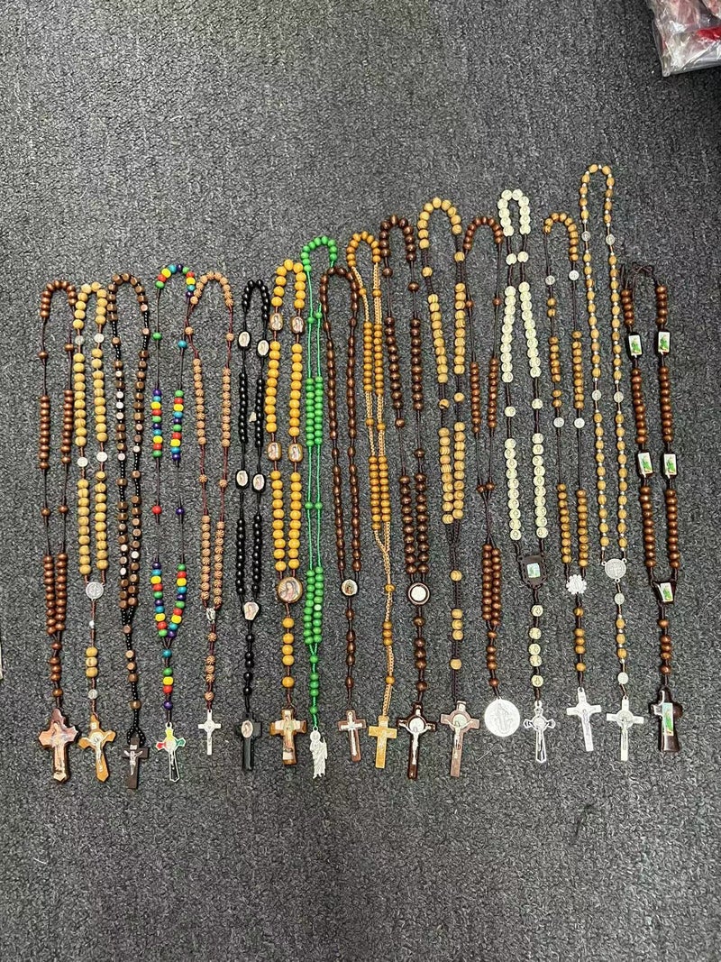 CLGIFT 12pcs mix lot rosary necklace Religious catholic Crucifix cross wholesale lot - Image 5
