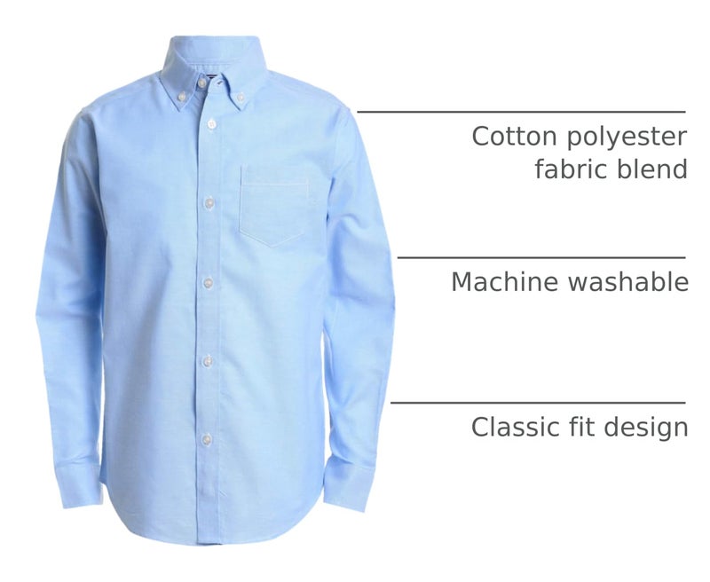 IZOD boys Long Sleeve Solid Button-down Oxford Shirt, Ox Blue, 8 US - Image 2