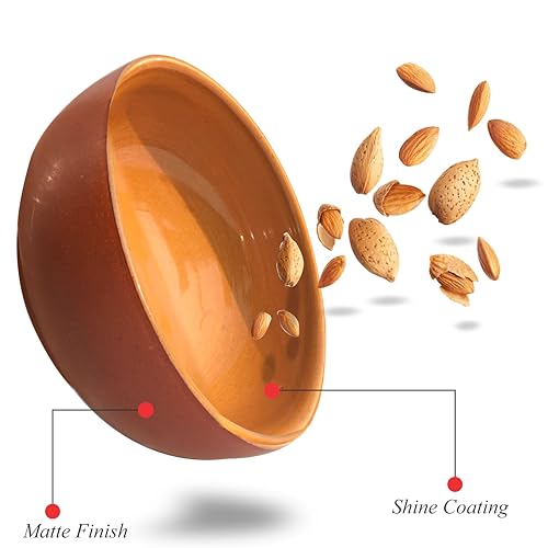 Pure Source India Ceramic Hand Painted Dessert Bowl – 125 Ml, 4 Pieces, Brown - Image 4
