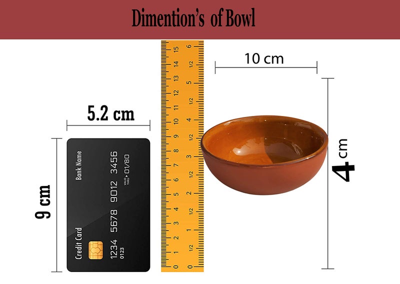 Pure Source India Ceramic Hand Painted Dessert Bowl – 125 Ml, 4 Pieces, Brown - Image 5