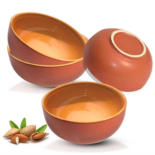 Pure Source India Ceramic Hand Painted Dessert Bowl – 125 Ml, 4 Pieces, Brown - Image 1