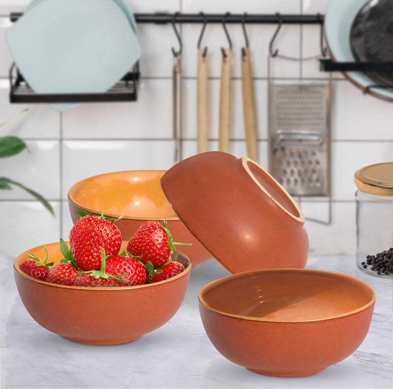 Pure Source India Ceramic Hand Painted Dessert Bowl – 125 Ml, 4 Pieces, Brown - Image 2