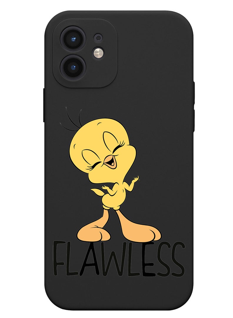 Theodor Protective Slim Fit Case Liquid Silicone Cover with Full Body Protection Anti-Scratch Shockproof Case For iPhone 12 Black  - floral white - Image 1