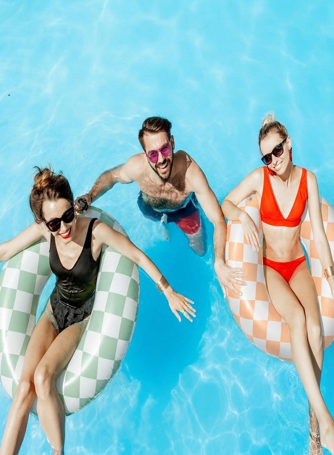 PullCrease مجموعة بول كريز المكونة من 6 قطع من عوامات حمام السباحة الأنبوبية القابلة للنفخ، 6 ألوان، حلقات سباحة موراندي مربعة، أنابيب حمام سباحة لحفلات توديع العزوبية الصيفية على الشاطئ، 30 × 14 بوصة - Image 5