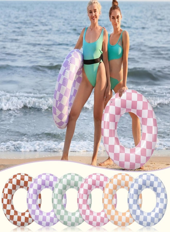 PullCrease مجموعة بول كريز المكونة من 6 قطع من عوامات حمام السباحة الأنبوبية القابلة للنفخ، 6 ألوان، حلقات سباحة موراندي مربعة، أنابيب حمام سباحة لحفلات توديع العزوبية الصيفية على الشاطئ، 30 × 14 بوصة - Image 3